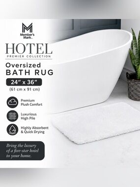 Member’s Mark Hotel Premier Collection Oversized Bath Rug White 24x36